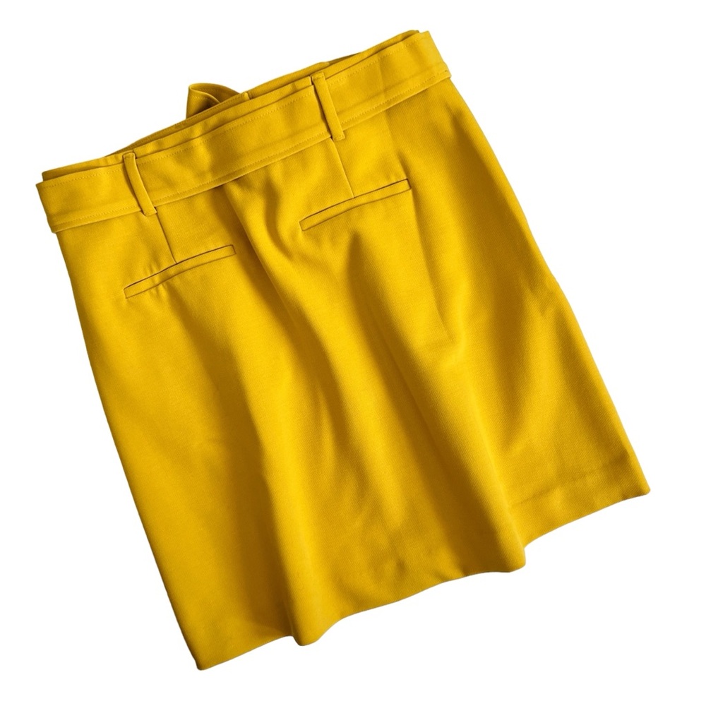 LOFT Textures Belted Lined Skirt Mustard Yellow Pockets Sz 2 - Picture 11 of 16